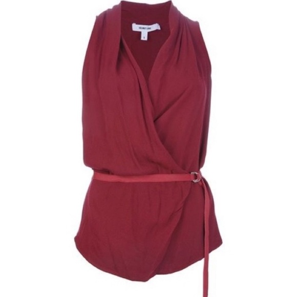 DESIGNER Overlap Belted Blouse Top - Picture 2 of 8